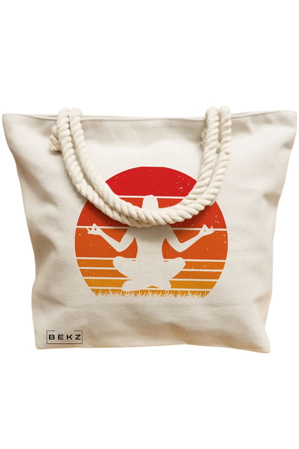 Geanta Canvas Tote pentru femei Yoga 11, 40x51 cm, Bej, BEKZ® 12 40x51 cm