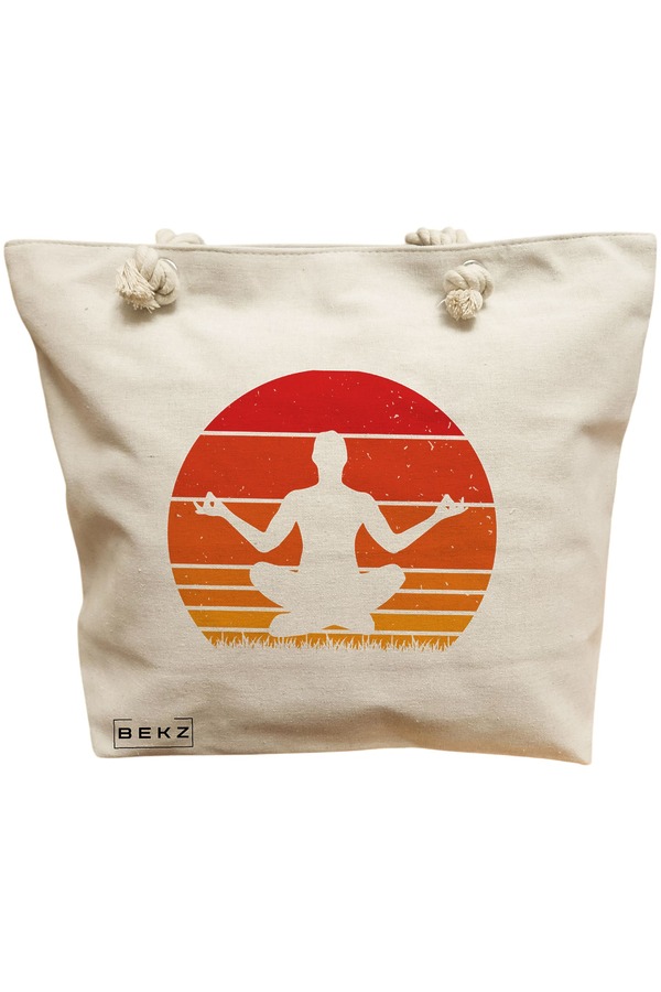 Geanta Canvas Tote pentru femei Yoga 11, 40x51 cm, Bej, BEKZ® 11 Geanta Canvas Tote pentru femei Yoga 11