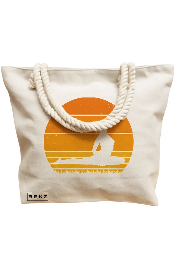 Geanta Canvas Tote pentru femei Yoga 12, 40x51 cm, Bej, BEKZ® 12 40x51 cm