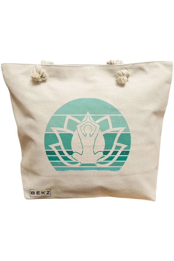 Geanta Canvas Tote pentru femei Yoga 13, 40x51 cm, Bej, BEKZ® 11 Geanta Canvas Tote pentru femei Yoga 13