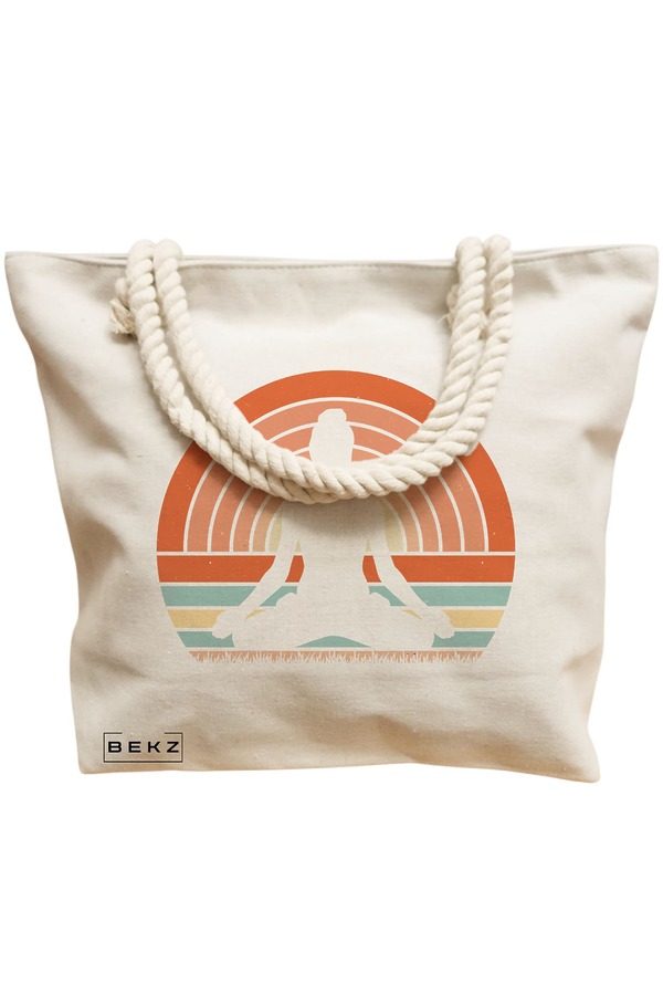 Geanta Canvas Tote pentru femei Yoga 16, 40x51 cm, Bej, BEKZ® 12 40x51 cm