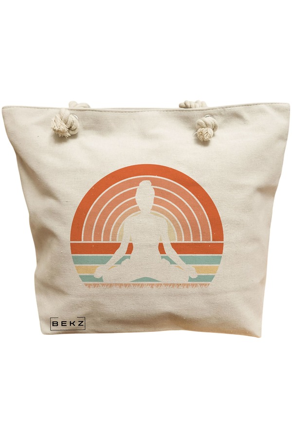 Geanta Canvas Tote pentru femei Yoga 16, 40x51 cm, Bej, BEKZ® 11 Geanta Canvas Tote pentru femei Yoga 16