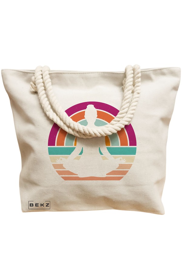 Geanta Canvas Tote pentru femei Yoga 17, 40x51 cm, Bej, BEKZ® 12 40x51 cm