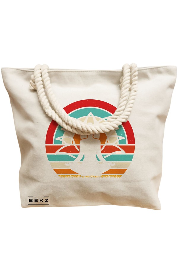 Geanta Canvas Tote pentru femei Yoga 18, 40x51 cm, Bej, BEKZ® 12 40x51 cm