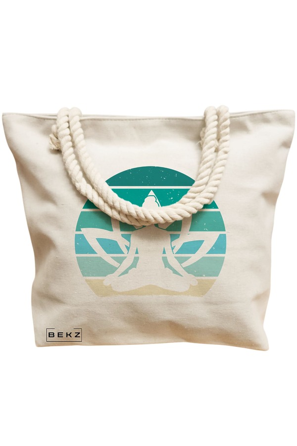Geanta Canvas Tote pentru femei Yoga 19, 40x51 cm, Bej, BEKZ® 12 40x51 cm