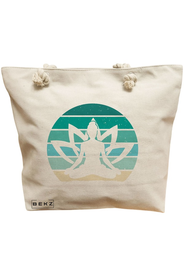 Geanta Canvas Tote pentru femei Yoga 19, 40x51 cm, Bej, BEKZ® 11 Geanta Canvas Tote pentru femei Yoga 19