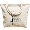 Geanta Canvas Tote pentru femei Yoga Sky above earth peace within, 40x51 cm, Bej, BEKZ® 17 40x51 cm