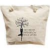 Geanta Canvas Tote pentru femei Yoga Sky above earth peace within, 40x51 cm, Bej, BEKZ® 16 Geanta Canvas Tote pentru femei Yoga Sky above earth peace within