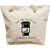 Geanta Canvas Tote pentru femei Yoga This Girl runs on coffe and yoga 2, 40x51 cm, Bej, BEKZ® 16 Geanta Canvas Tote pentru femei Yoga This Girl runs on coffe and yoga 2
