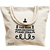 Geanta Canvas Tote pentru femei Yoga This MOM runs on coffe and yoga, 40x51 cm, Bej, BEKZ® 17 40x51 cm