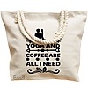 Geanta Canvas Tote pentru femei Yoga and Coffee are all I need, 40x51 cm, Bej, BEKZ® 17 40x51 cm