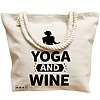 Geanta Canvas Tote pentru femei Yoga and Wine, 40x51 cm, Bej, BEKZ® 17 40x51 cm