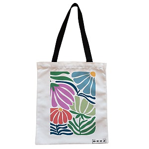 Geanta Canvas Tote pentru femei Boho Style 10, 38x34.5 cm, Alba, BEKZ®