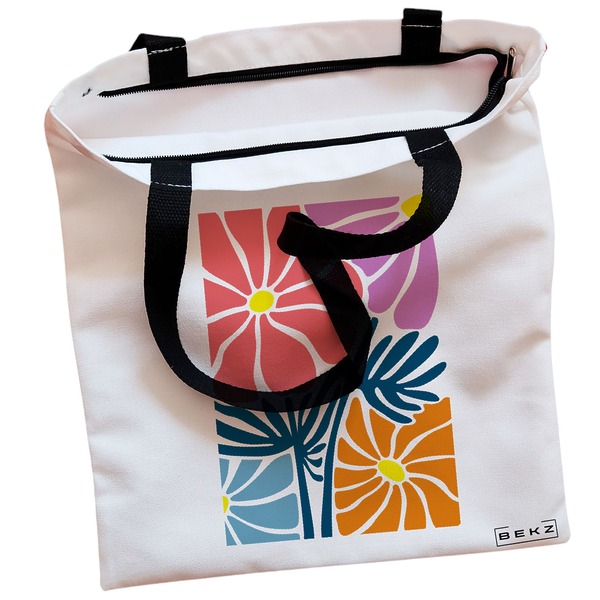 Geanta Canvas Tote pentru femei Boho Style 11 38x34.5 cm Alba BEKZ® 1