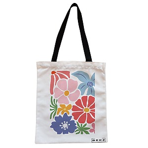 Geanta Canvas Tote pentru femei Boho Style 15, 38x34.5 cm, Alba, BEKZ®