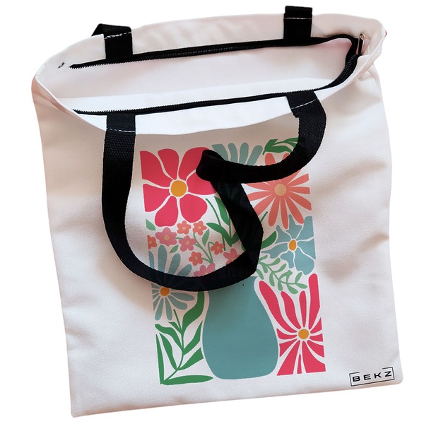 Geanta Canvas Tote pentru femei Boho Style 17 38x34.5 cm Alba BEKZ® 1