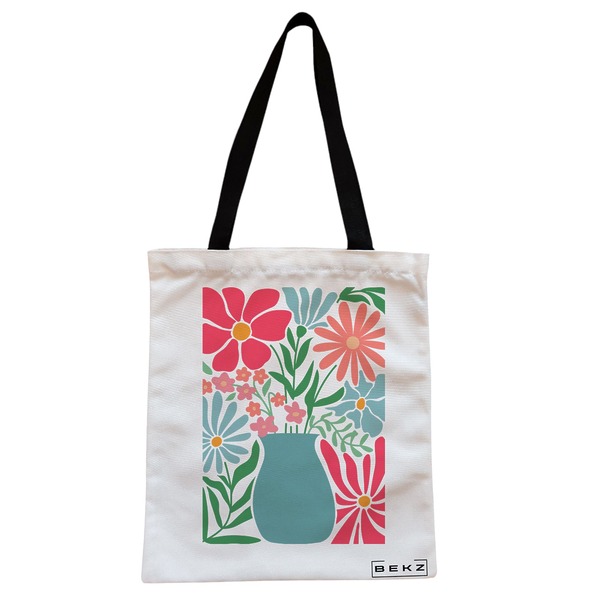 Geanta Canvas Tote pentru femei Boho Style 17 38x34.5 cm Alba BEKZ®