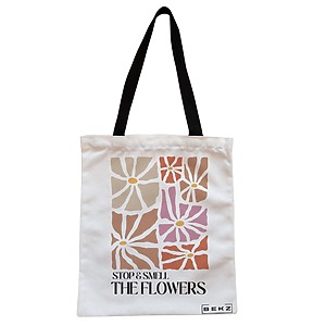 Geanta Canvas Tote pentru femei Boho Style 3, 38x34.5 cm, Alba, BEKZ®