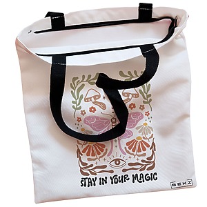 Alternative view of Geanta Canvas Tote pentru femei Boho Style 4, 38x34.5 cm, Alba, BEKZ®