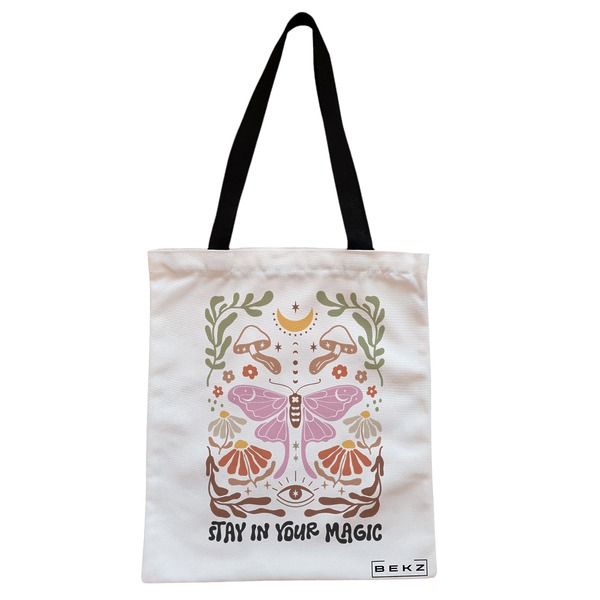 Geanta Canvas Tote pentru femei Boho Style 4, 38x34.5 cm, Alba, BEKZ® 1 Geanta Canvas Tote pentru femei Boho Style 4 38x34.5 cm Alba BEKZ®