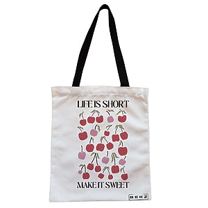 Geanta Canvas Tote pentru femei Boho Style 6, 38x34.5 cm, Alba, BEKZ®