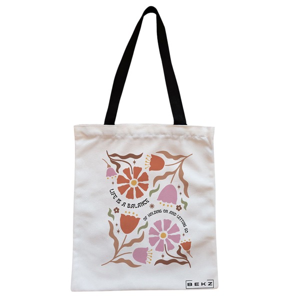 Geanta Canvas Tote pentru femei Boho Style 7 38x34.5 cm Alba BEKZ®