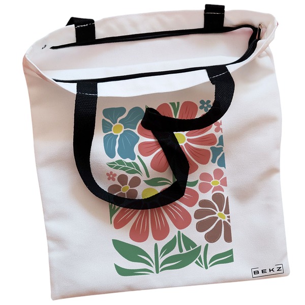 Geanta Canvas Tote pentru femei Boho Style 8, 38x34.5 cm, Alba, BEKZ® 2 Geanta Canvas Tote pentru femei Boho Style 8 38x34.5 cm Alba BEKZ® 1