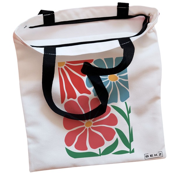 Geanta Canvas Tote pentru femei Boho Style 9 38x34.5 cm Alba BEKZ® 1