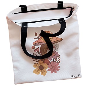 Alternative view of Geanta Canvas Tote pentru femei Colorful Mushrooms 10, 38x34.5 cm, Alba, BEKZ®