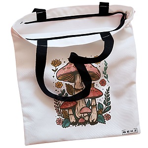 Alternative view of Geanta Canvas Tote pentru femei Colorful Mushrooms 2, 38x34.5 cm, Alba, BEKZ®