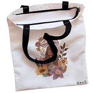 Alternative view of Geanta Canvas Tote pentru femei Colorful Mushrooms 3, 38x34.5 cm, Alba, BEKZ®