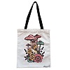 Geanta Canvas Tote pentru femei Colorful Mushrooms, 38x34.5 cm, Alba, BEKZ®