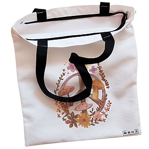 Alternative view of Geanta Canvas Tote pentru femei Colorful Mushrooms 5, 38x34.5 cm, Alba, BEKZ®