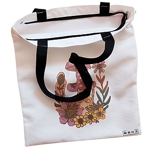 Alternative view of Geanta Canvas Tote pentru femei Colorful Mushrooms 7, 38x34.5 cm, Alba, BEKZ®