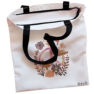 Alternative view of Geanta Canvas Tote pentru femei Colorful Mushrooms 9, 38x34.5 cm, Alba, BEKZ®
