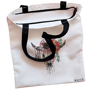Alternative view of Geanta Canvas Tote pentru femei, Cu Design Floral, 38x34.5 cm, Alba, BEKZ®