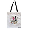 Geanta Canvas Tote pentru femei, Cu litera B in Coronita Florala, 38x34.5 cm, Alba, BEKZ®