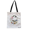 Geanta Canvas Tote pentru femei, Cu litera C in Coronita Florala, 38x34.5 cm, Alba, BEKZ®