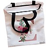 Geanta Canvas Tote pentru femei Cu litera E Rose Gold si Trandafiri 38x34.5 cm Alba BEKZ® 1