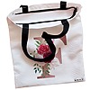 Geanta Canvas Tote pentru femei, Cu litera F Rose Gold si Trandafiri, 38x34.5 cm, Alba, BEKZ® 5 Geanta Canvas Tote pentru femei Cu litera F Rose Gold si Trandafiri 38x34.5 cm Alba BEKZ® 1