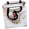 Geanta Canvas Tote pentru femei, Cu litera F in Coronita Florala, 38x34.5 cm, Alba, BEKZ® 5 Geanta Canvas Tote pentru femei Cu litera F in Coronita Florala 38x34.5 cm Alba BEKZ® 1