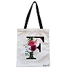 Geanta Canvas Tote pentru femei, Cu litera F si Trandafiri, 38x34.5 cm, Alba, BEKZ® 4 Geanta Canvas Tote pentru femei Cu litera F si Trandafiri 38x34.5 cm Alba BEKZ®