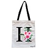 Geanta Canvas Tote pentru femei, Cu litera H si Trandafiri, 38x34.5 cm, Alba, BEKZ® 4 Geanta Canvas Tote pentru femei Cu litera H si Trandafiri 38x34.5 cm Alba BEKZ®
