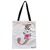 Geanta Canvas Tote pentru femei, Cu litera J Rose Gold si Trandafiri, 38x34.5 cm, Alba, BEKZ®