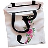 Geanta Canvas Tote pentru femei, Cu litera J si Trandafiri, 38x34.5 cm, Alba, BEKZ® 5 Geanta Canvas Tote pentru femei Cu litera J si Trandafiri 38x34.5 cm Alba BEKZ® 1