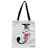 Geanta Canvas Tote pentru femei, Cu litera J si Trandafiri, 38x34.5 cm, Alba, BEKZ®