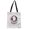 Geanta Canvas Tote pentru femei, Cu litera O in Coronita Florala, 38x34.5 cm, Alba, BEKZ® 4 Geanta Canvas Tote pentru femei Cu litera O in Coronita Florala 38x34.5 cm Alba BEKZ®