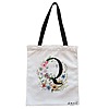 Geanta Canvas Tote pentru femei Cu litera Q in Coronita Florala 38x34.5 cm Alba BEKZ®