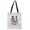 Geanta Canvas Tote pentru femei Cu litera U in Coronita Florala 38x34.5 cm Alba BEKZ®