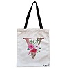 Geanta Canvas Tote pentru femei, Cu litera V Rose Gold si Trandafiri, 38x34.5 cm, Alba, BEKZ® 4 Geanta Canvas Tote pentru femei Cu litera V Rose Gold si Trandafiri 38x34.5 cm Alba BEKZ®